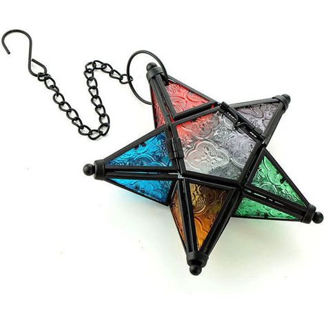 Candle Pendant - Embossed Glass Five-Pointed Star - Hanging Wind Lamp for Aromatherapy Candles - Home Decoration - 1 Piece (1/5)