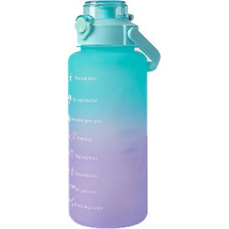 Bouteille d'eau sport 2000ML avec couvercle paille, grande capacité, poignée portable, anti-fuites, couleur dégradé vert (1/5)