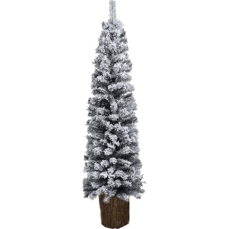 Albero di natale bianco innevato con tronco in legno slim alto cm150 180 210 240 o solo albero stretto decorazioni addobbi - MISURA: Solo albero cm 180 (1/5)