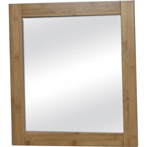 Madeinnature – Miroir mural pour salle de bain en bambou – Dimensions 48x51.8 cm – Résistant à l'humidité – Installation facile avec visserie fournie