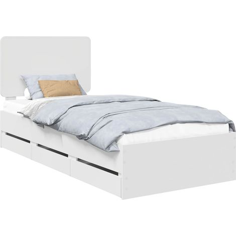 Bed Frame with Drawer White 90 x 200 cm Engineer Wood vidaXL (1/5)