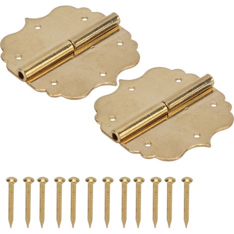 Charnière antique en laiton, design rétro élégant, forme unique, résistant à la corrosion, pour armoires et boîtes en bois (1/5)