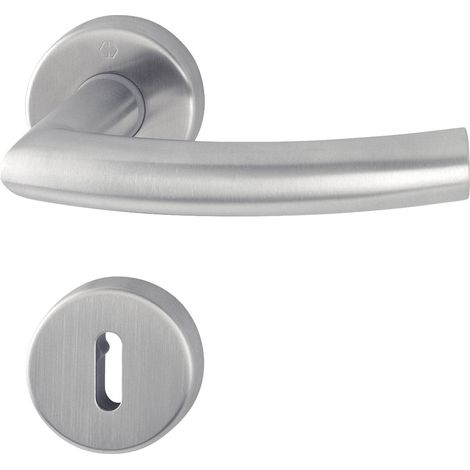 Maniglia Hoppe Trondheim con rosette BB colorato barba, in acciaio inox opaco, 2819221