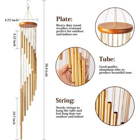 Carillon à Vent Extérieur, 90cm Carillon Éolien avec 18 Tube en Alliage D'aluminium,36" Carillon de Vent Carillon Mobile à Vent Exterieur Eolienne Décoration Jardin Maison Porche Patio Cour Balcon (1/3)