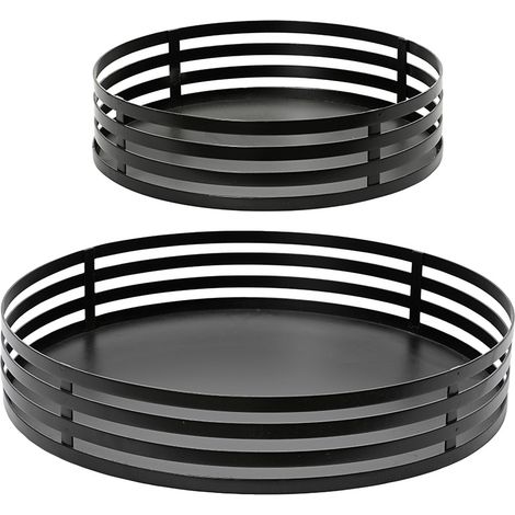 Set aus schwarzen Eisentabletts ø38 und ø28 cm, 2 Einheiten