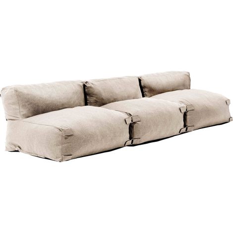 Oviala – Salon de jardin modulable 3 chauffeuses beige – Fixation par velcro – Traitement déperlant – Dimensions 255 x 85 x 65 cm (1/5)