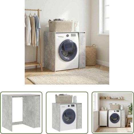 Rangement salle de bain -  Armoire pour machine à laver avec porte Béton 87 x 60 x 89 cm (1/5)