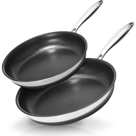 Set de poêles en acier inoxydable 2 pièces 24/28cm, Titane-Céramique, Induction