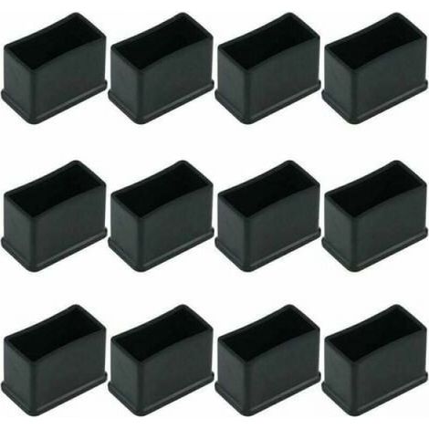 Set mit 12 rechteckigen Fußschonern für Tisch oder Stuhl - Schwarz, 15 x 30 mm.
