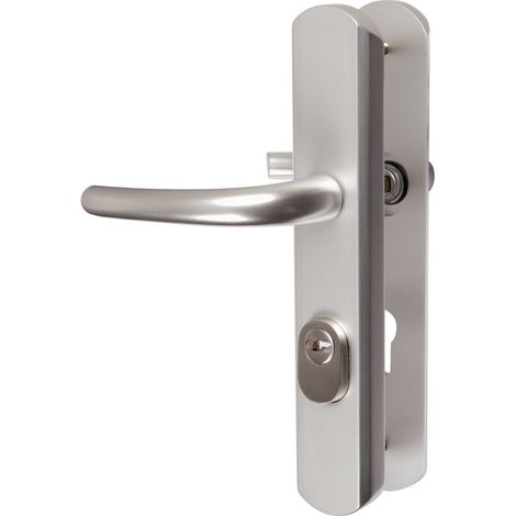 Vachette – Ensemble Secumax béquille 1338L/6349 – Clé i/70 – Entraxe 195 mm – Plaque massive en aluminium – Protecteur de cylindre inox