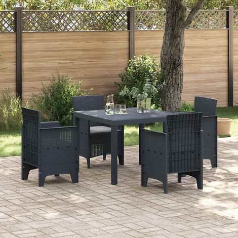 Garden Dining Set 5 pcs Anthracite Polt rattan vidaXL (1/5)