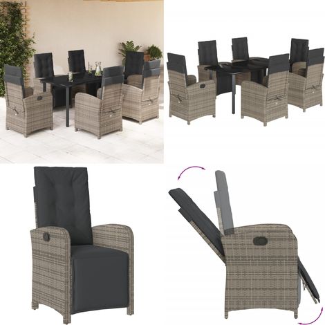 Ensemble à manger de jardin et coussins 7 pcs gris rotin - Chaises de jardin - Table de jardin (1/5)