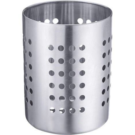 Egouttoir à Couverts/Porte-Ustensiles, Rond, Diamètre: 10 cm, Hauteur: 13 cm, Acier Inoxydable, Argent (1/5)