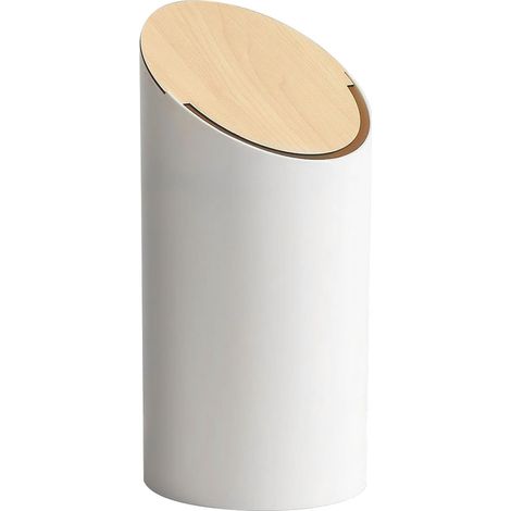 1 pièce - Poubelle - Poubelle de salon - Modèle hôtelier avec mécanisme à ressort et couvercle à charnière - Seau de rangement - Avec anneau de rinçage - Convient pour salle de bain, salon et chambre (1/5)