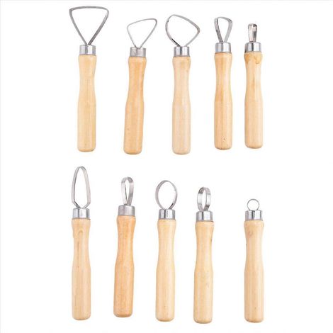 Set mit 10 Schnitzwerkzeugen aus Metall und Holz mit dicken Griffen (1/5)