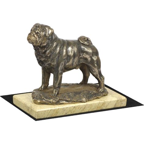 Pug, Mops, Carlin: estatuilla de perro, figura de silueta de perro, trofeo para una exposición canina de Art-Dog. (1/5)