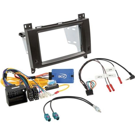 Kit 2-DIN - ACV - Mercedes Vito 2014-2024 - Plaque de façade - Kit connecteur SWC - Antenne passive