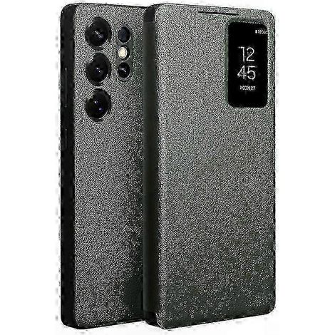 Étui à rabat en cuir de vachette avec fenêtre transparente pour Galaxy S25 Ultra par QIALINOGreen (1/5)