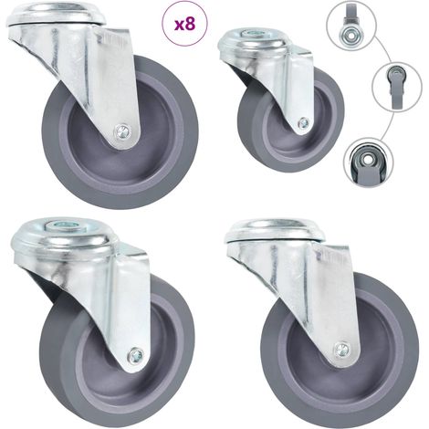 vidaXL 8 Stk. Lenkrollen mit Bolzenloch 75 mm (1/5)