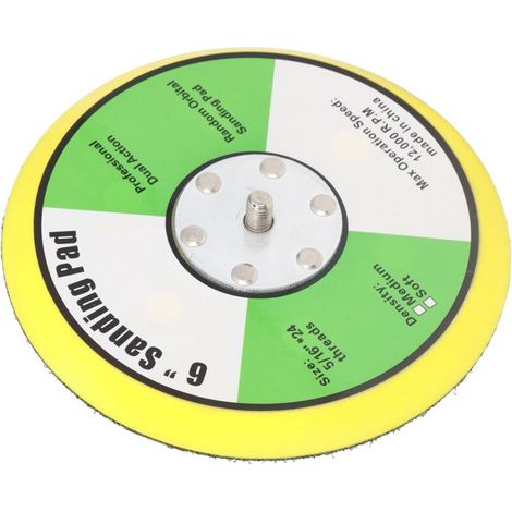 Jeffergarden Plaque arrière auto-agrippante pour ponceuse et polisseuse pneumatique en PU pour ponçage et polissage 6 pouces 5/16 pouces x 24 filets 12000 tr/min-DOU