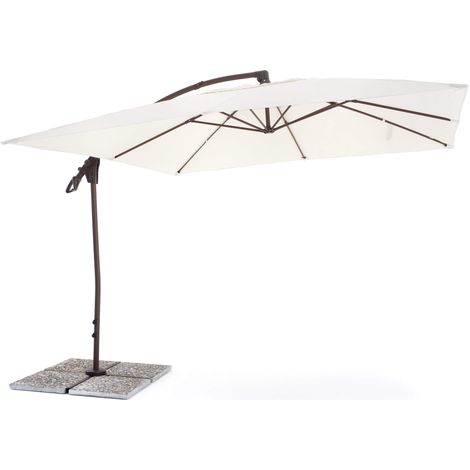 Ombrellone da Giardino Decentrato 3x3m in Alluminio e Poliestere Suitset Ecrù