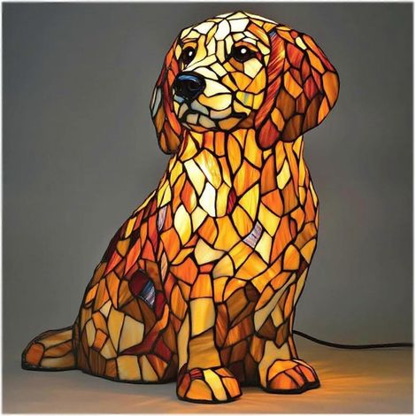 LED-Nachtlicht aus farbigem Kunstharz mit niedlichen Hundemotiven, Vintage-Tischdekoration