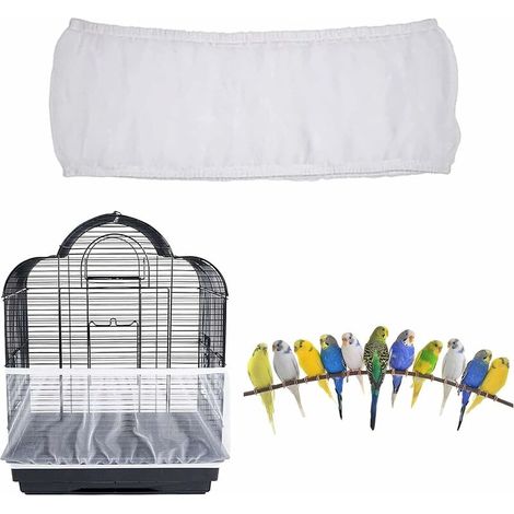 Housses pour Cages à Oiseaux,T-Audace Housse de Cage à Oiseaux en Nylon, Oiseau à Cage en Nylon, Couverture de Cage à Oiseaux, Filet De Protection pour Cage à Oiseaux, Ventilé est Antipoussière Blanc (1/5)