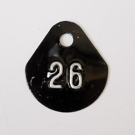 Chiffre goutte d'eau fond noir (à l'unité) estampé "26" en relief blanc hauteur d'écriture 11mm DERANCOURT