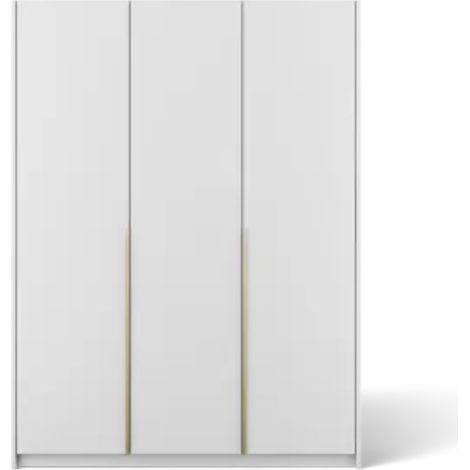 Armoire 3 portes KEVA 148x204 – Dressing moderne avec poignées métalliques dorées-Blanc (1/5)