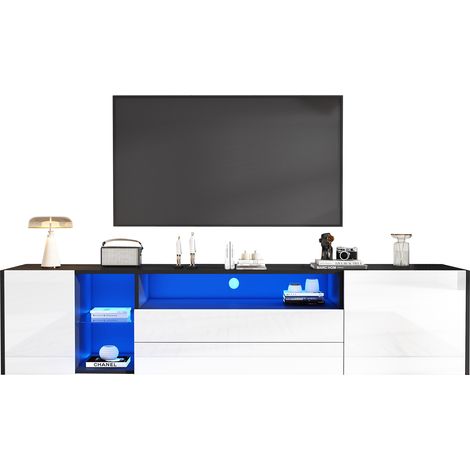 CHICFURN Mobile TV LED 180 x 40 x 45 cm bianco e nero in truciolato, per TV fino a 75 pollici (1/5)