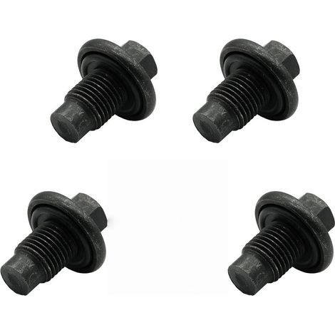 Set di 4 tappi di scarico olio con guarnizioni M14x1.5, tappo di scarico olio a vite in acciaio al carbonio con bordo, tappo di scarico olio scanalato con cappuccio (1/4)