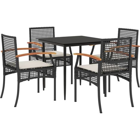 Maison Exclusive - 5-tlg. Garten-Essgruppe mit Kissen Schwarz Pol
