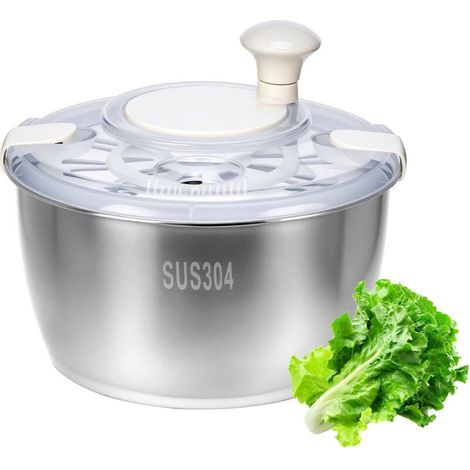Essoreuse à salade en acier inoxydable 304 de 5 L – Essorage manuel avec manivelle ergonomique et base antidérapante – Lavable au lave-vaisselle