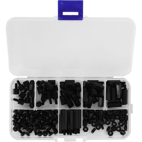 Kit de Combinaison d'Écrous-Vis et Entretoises M3 Nylon Noir pour Électronique - 180 Pièces en Boîte (1/5)