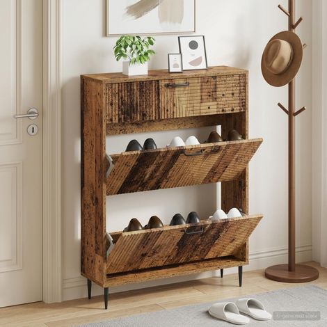vidaXL Shoe Cabinet HAARLEM 78 x 24 x 103 cm Engineered Wood Old Wood (1/5)