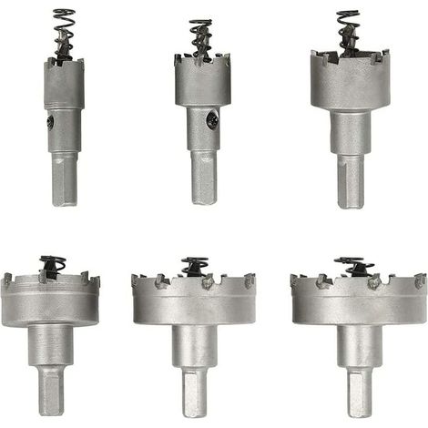 VURAHOME - Pour Une Perceusescie Cloche Pour Metal, Lot De 6 Forets De Scie-Cloche En Carbure, Scies-Cloches En Acier Inoxydable., Pour L'Aluminium, L'Acier, Le Fer, Le Cuivre, Le Bois,16 Mm 22 Mm 30  (1/5)
