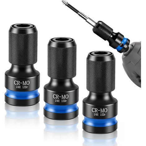 Lot de 3 Adaptateur 1/4 1/2 CR-MO Adaptateur Douille Embout Cle a Choc (1/5)