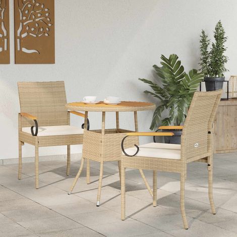 vidaXL Sedie da giardino con cuscino 2 pcs Beige e Bianco Crema