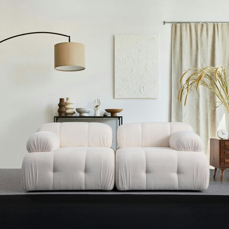 Canapé modulable 2 places blanc, assise profonde 190 cm ICA (1/5)