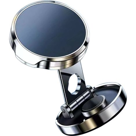 Support téléphone voiture magnétique pliable 360° rotation support tableau de bord support téléphone argent (1/5)