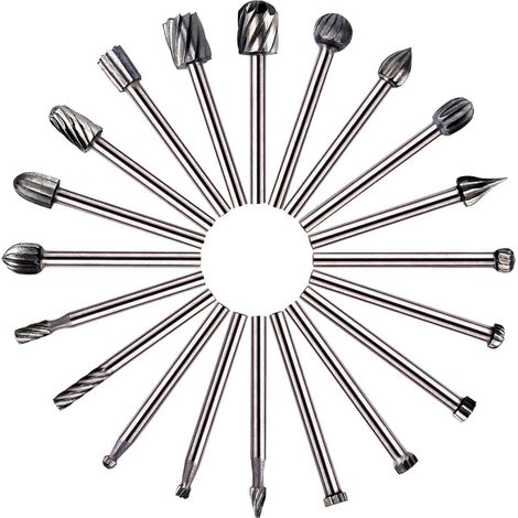 Fraises Rotatives - 20Pcs Embouts de Fraisage HSS Fraise Bois Outil de Routage du Bois avec 3mm Tige pour Dremel/Accessoires Outil Rotatif pour Bricolage Menuiserie, Gravure (1/4)