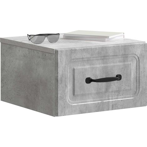 Maison Exclusive - Mobiletto da notte a muro con cassetto 2 pcs Grigio Cemento