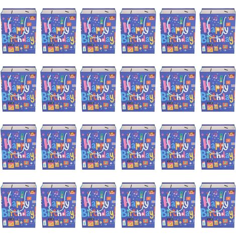 Sac d'anniversaire 24 pièces, Sacs Cadeaux en Papier de Style Mignon, Sac d'emballage d'anniversaire Portable (9.1x7.1x3.9in/23x18x10cm) (1/5)