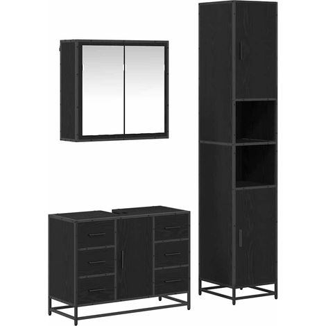 Maison Exclusive - Badezimmermöbel-Set 3 pcs Schwarz Eichen-Optik