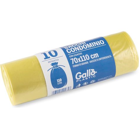 Lot de 15 sacs poubelle, mesurant 70 x 110 cm, jaune Trasp, plastique (1/5)