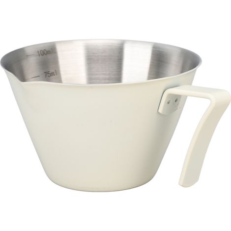Tasse à mesurer à café portable en acier inoxydable 304, 100 ml, antirouille, blanche dépolie, idéale pour la maison, les cafés, les bureaux et les hôtels. (1/5)
