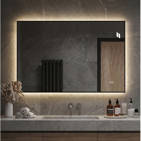 Espejo LED de baño 50 x 70 cm antivaho, 3 colores, regulable OKMYHOME (1/5)