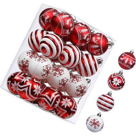 Unzerbrechliche Weihnachtskugeln, 24 Stück, zum Aufhängen (1/2)