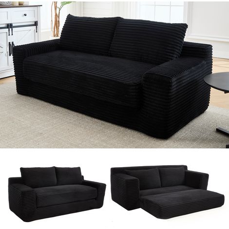 Sofá de dos plazas con espuma viscoelástica – no requiere montaje, función 2 en 1, funda de pana – sofá compacto para habitaciones pequeñas, apartamentos, oficinas en casa y dormitorios.
