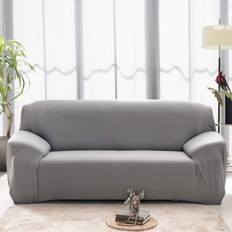 Stretch Sofa Cover 1 2 3 4 Seater with Armrests, Living Room Stretch Cover Spandex Slipcovers Decor, Sofa Cover (Gray, 2 Seater: 145-185cm)
